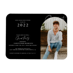 Imán Invitación a graduación de foto mínima en blanco/n