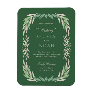 Imán Invitación a la boda con marco de vegetación moder