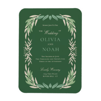 Imán Invitación a la boda con marco de vegetación moder