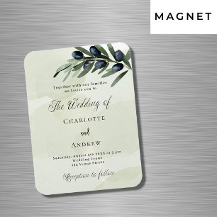 Imán Invitación a la boda de color acuático con hojas d
