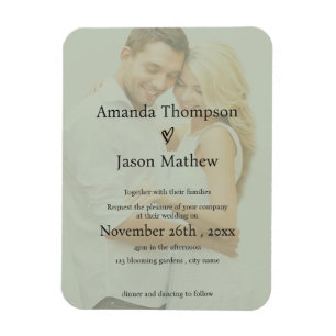 Imán Invitación a la boda de estilo Vellum verde de sab
