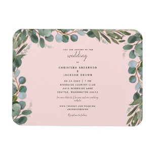 Imán Invitación a la boda de Rubor Eucalyptus Greenery