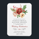 Imán Invitación a la boda de Terracota Floral Pine Boug<br><div class="desc">Elegante Terracota Rubor Pink White Floral Navidades Pine Foliage Winter Invitation Magnet. Invite a su familia, amigos y colegas a celebrar su día especial con esta elegante, elegante y moderna invitación a la boda Magnet. Todos los textos están preorganizados para que puedas personalizarlos fácil y rápidamente con tus propios detalles....</div>