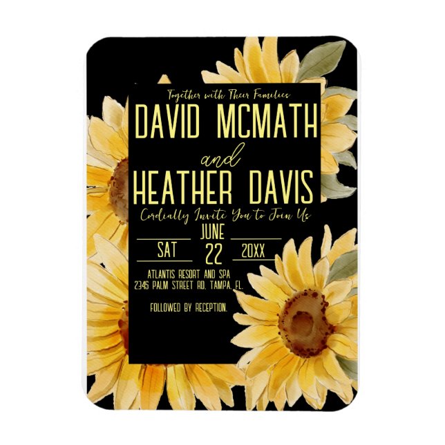 Imán Invitación a la boda del girasol (Vertical)
