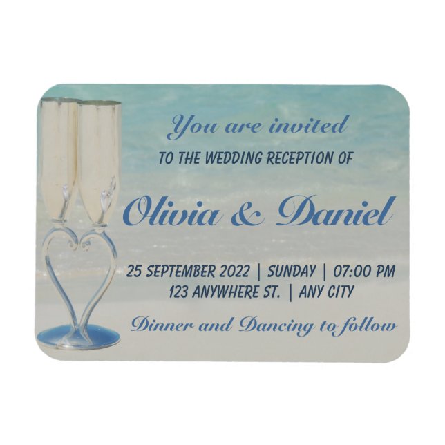 Imán Invitación a la boda elegante de la playa de desti (Horizontal)