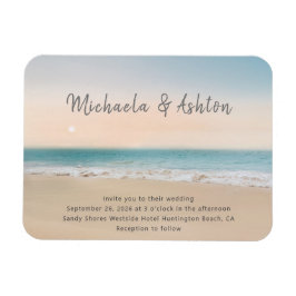 Imán Invitación a la boda en una playa de arena simple