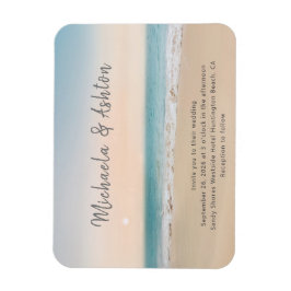 Imán Invitación a la boda en una playa de arena simple