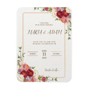 Imán Invitación a la boda floral de Boho Neutral Rústic