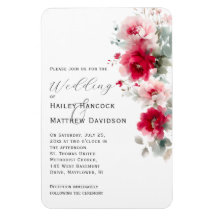 Invitación a la boda floral rosada y roja Rosa