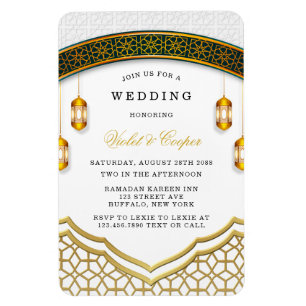 Imán Invitación a la boda islámica moderna en blanco y