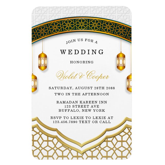 Imán Invitación a la boda islámica moderna en blanco y  (Vertical)