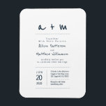 Imán Invitación a la boda minimalista y moderna<br><div class="desc">Compuesto por puntos simples con escritura lúdica y tipografía sans serif. Todo contra un fondo de blanco puro. Estos elementos son sencillos,  modernos,  lúdicos y luminosos. Perfecto para un boda marino. Este es el diseño exclusivo de la revista White Paper Birch Co. para Zazzle. Disponible aquí: http://www.zazzle.com/whitepaperbirch</div>