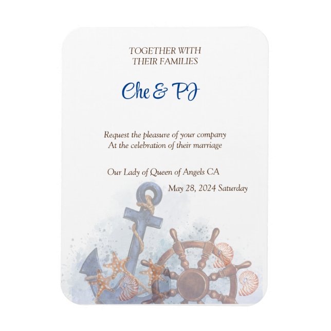 Imán Invitación a la boda náutica (Vertical)