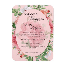 Imán Invitación a la boda rosada floral de bonito Rubor