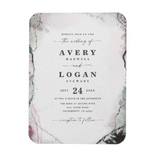 Imán Invitación a la boda verde y púrpura de Lilac etér