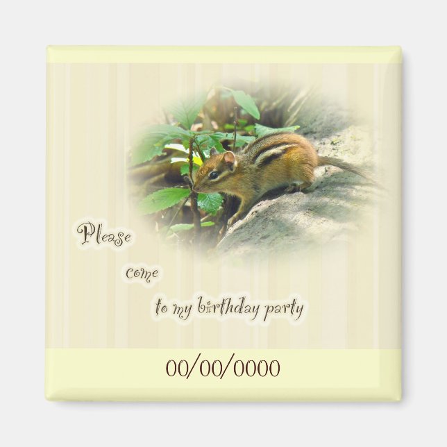 Imán Invitación a la fiesta de cumpleaños - Chipmunk (Frente)