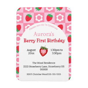Imán Invitación a la fiesta de cumpleaños de Berry Rosa