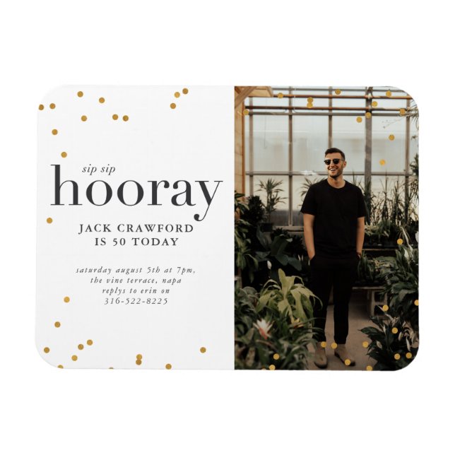 Imán Invitación a la fiesta de cumpleaños moderna y ele (Horizontal)