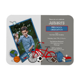 Imán Invitación a la fiesta de graduación de niño fotog