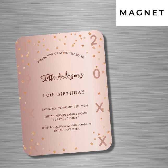 Imán Invitación al año de las estrellas del oro rosa de (Subido por el creador)