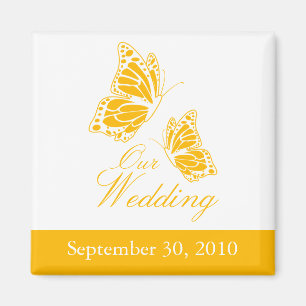 Imán Invitación amarilla simple de la boda de la