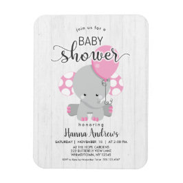 Imán Invitación Baby Shower para Elefante Rosa de Mader