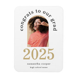 Imán Invitación Blanca Grad 2024, foto de arte moderno