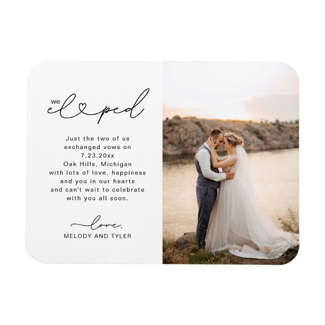 Imán Invitación boda Elegimos Tarjeta de Foto Script (Horizontal)