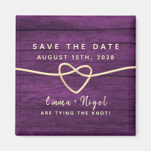 Imán Invitación de Ahorro de Fecha de Boda Morada