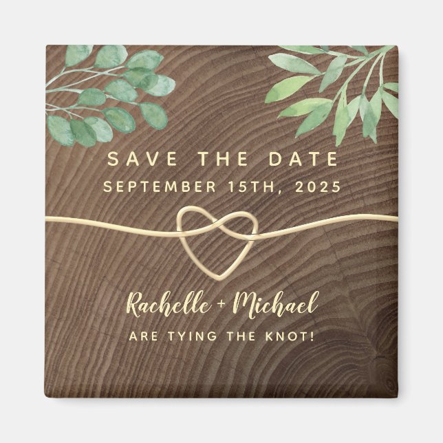 Imán Invitación de Ahorro de Fecha de Boda Rústica (Frente)