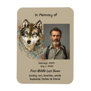 Imán Invitación de arte de lobo conmemorativo recuerdo