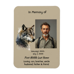 Imán Invitación de arte de lobo conmemorativo recuerdo
