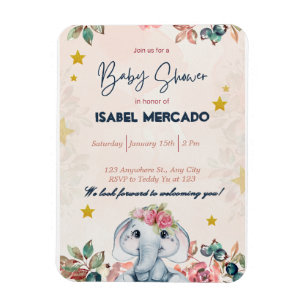 Imán Invitación de Baby Shower Boho – Moderna y Elegant