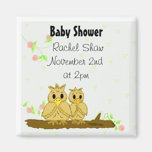Imán Invitación de Baby Shower de Lovebirds (Frente)