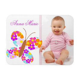 Imán Invitación de bebé "mariposa flor" divertida