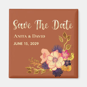 Imán Invitación de boda boho terracota para guardar la