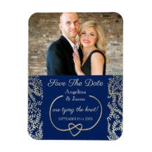 Invitación de boda con foto azul marino para guard