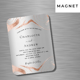Imán Invitación de boda de lujo en mármol dorado rosa p