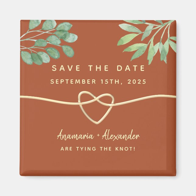 Imán Invitación de boda de terracota rústica para guard (Frente)