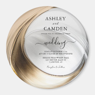 Imán Invitación de boda elegante de oro y plata