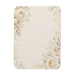 Imán Invitación de boda neutral con florales refinados