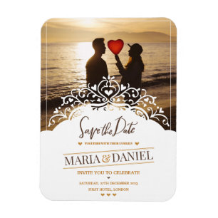 IMÁN INVITACIÓN DE BODA ORNAMENTAL CON FOTOS