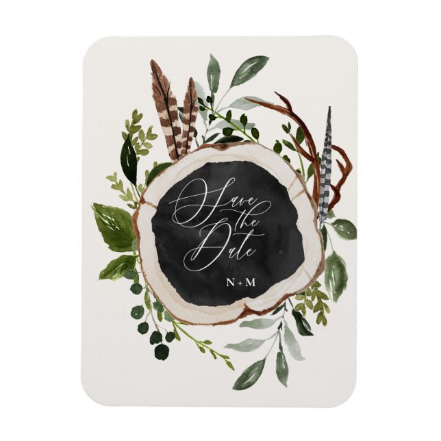 Imán invitación de casamiento de casamiento rústico y e (Vertical)