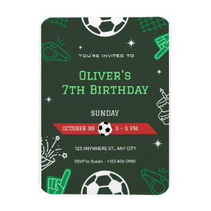 Imán Invitación de cumpleaños 7º cumpleaños de fútbol p
