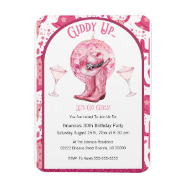 Imán Invitación de cumpleaños a la niña bonito rosa y P