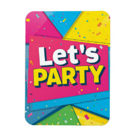 Imán Invitación de cumpleaños con arcoíris Confeti colo