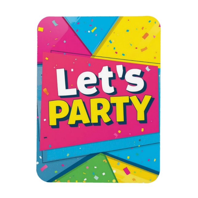 Imán Invitación de cumpleaños con arcoíris Confeti colo (Vertical)