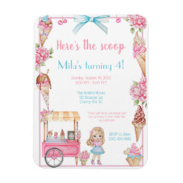 Imán Invitación de cumpleaños con crema de hielo y flor