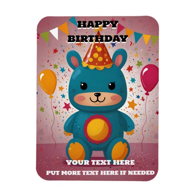 Imán Invitación de cumpleaños feliz (Vertical)
