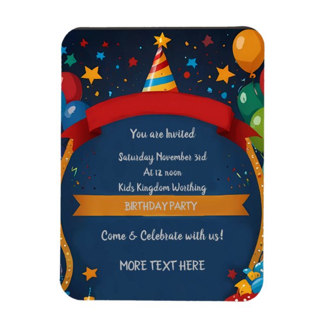Imán Invitación de cumpleaños feliz (Vertical)
